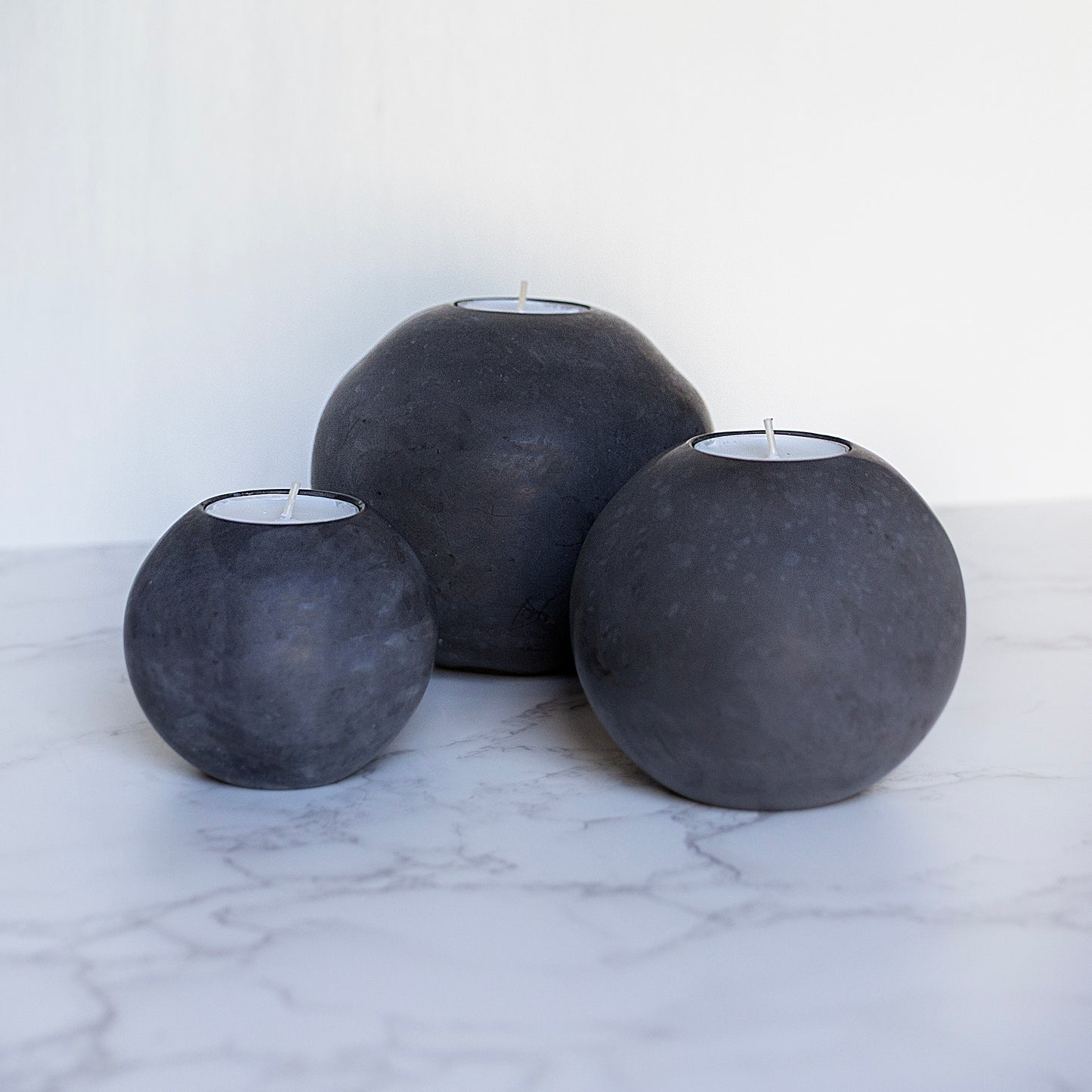 Charcoal Round Concrete Tealight Holder