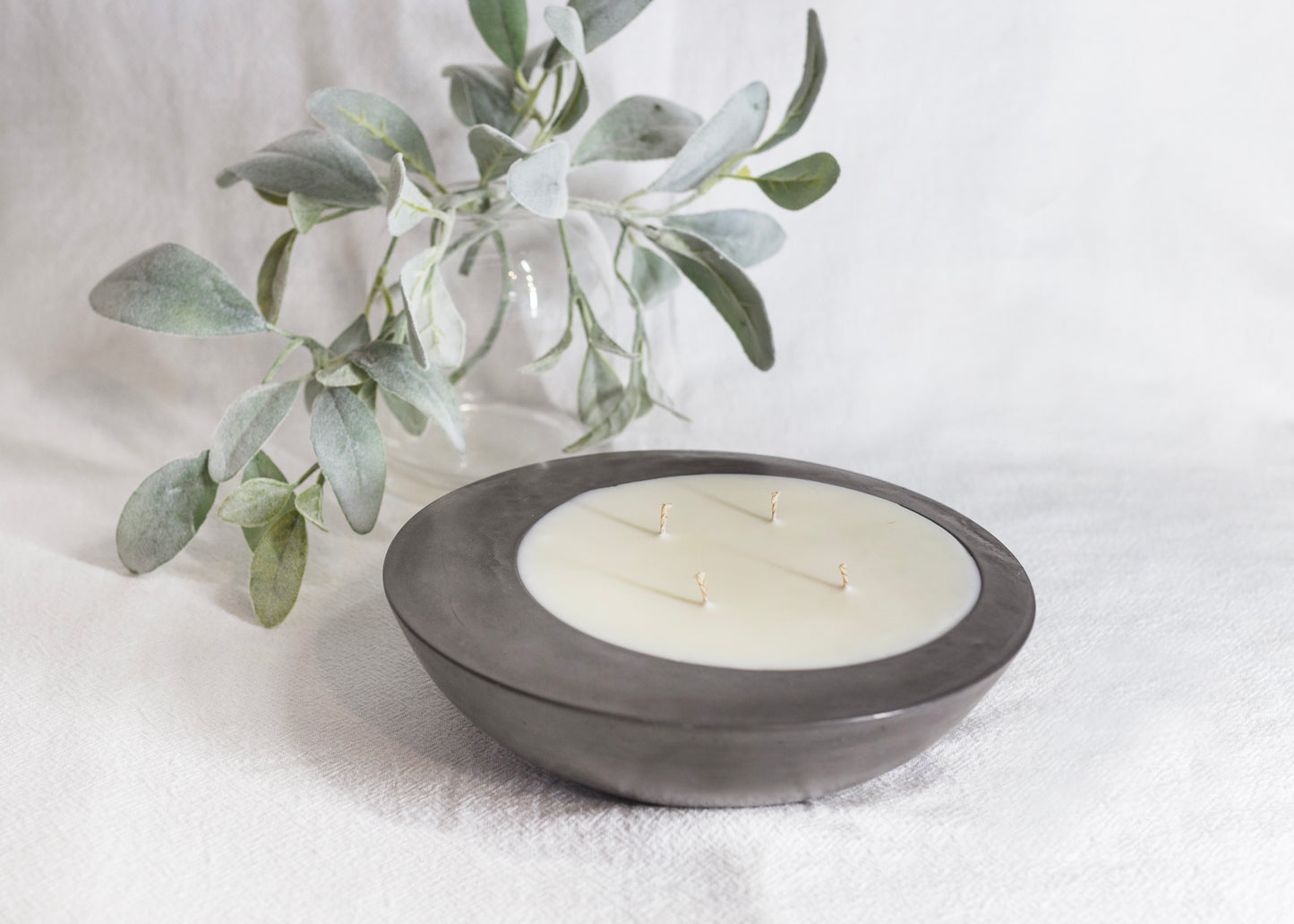 Charcoal Oval Concrete Candle