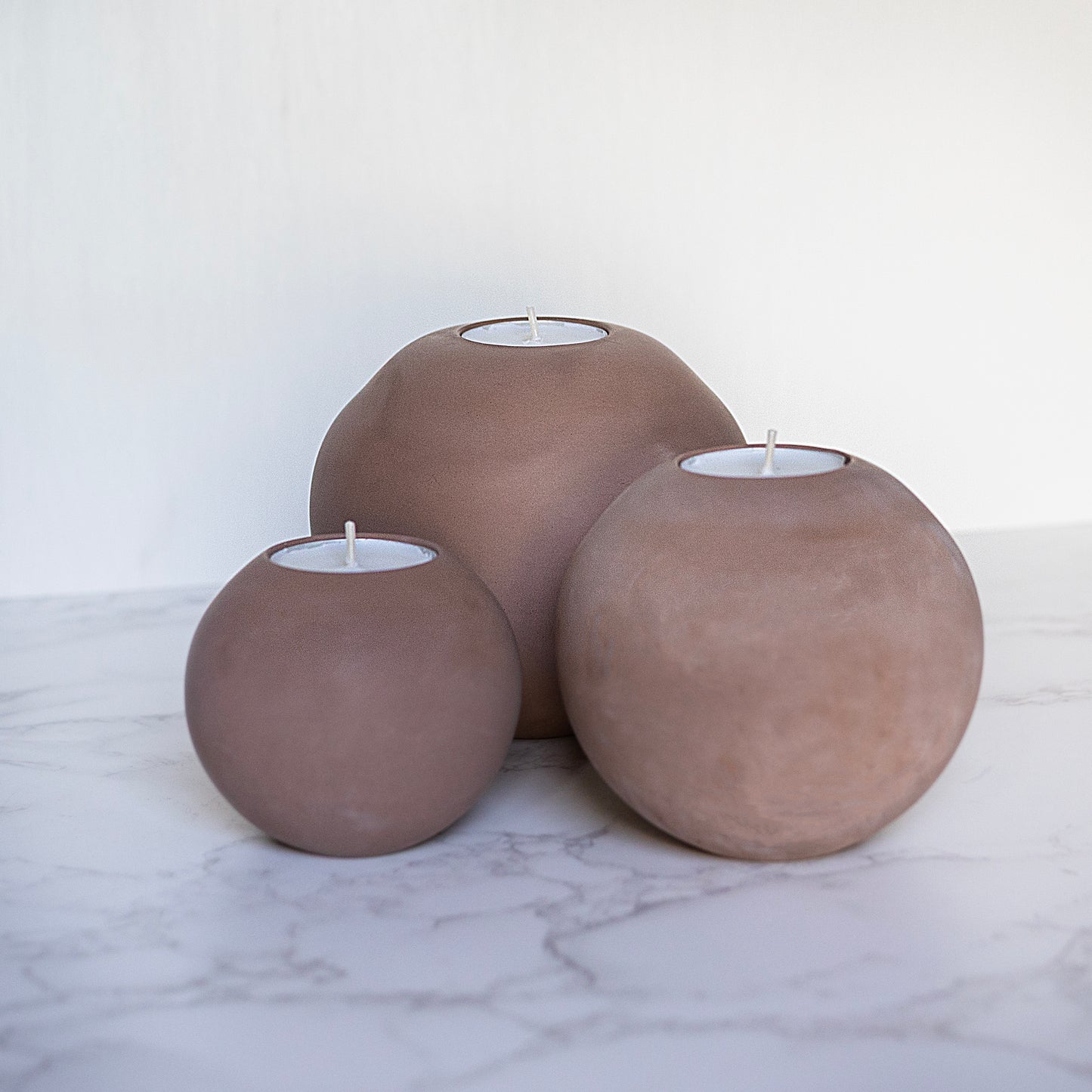 Clay Brown Round Concrete Tealight Holder