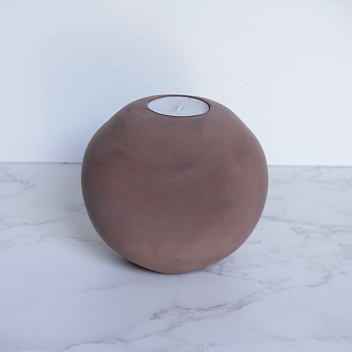 Clay Brown Round Concrete Tealight Holder