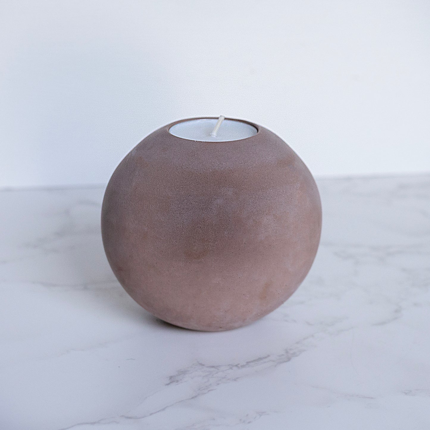 Clay Brown Round Concrete Tealight Holder