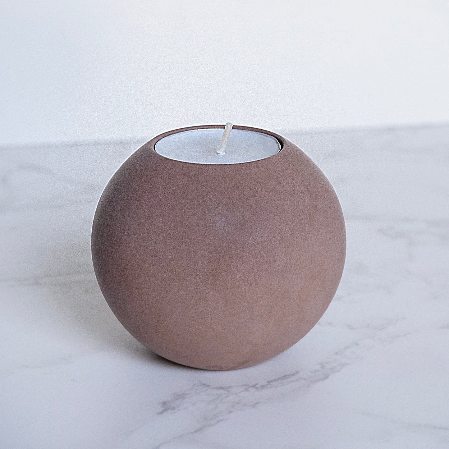 Clay Brown Round Concrete Tealight Holder