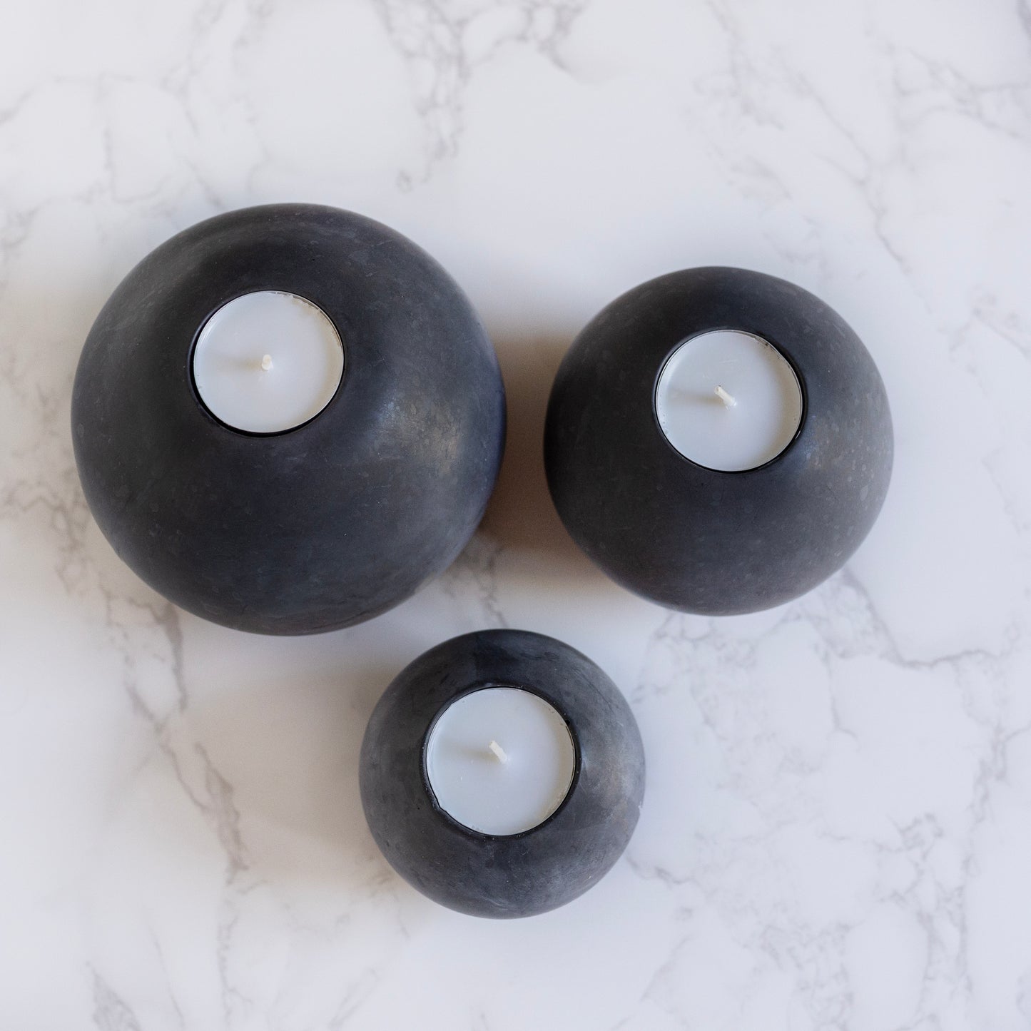 Charcoal Round Concrete Tealight Holder