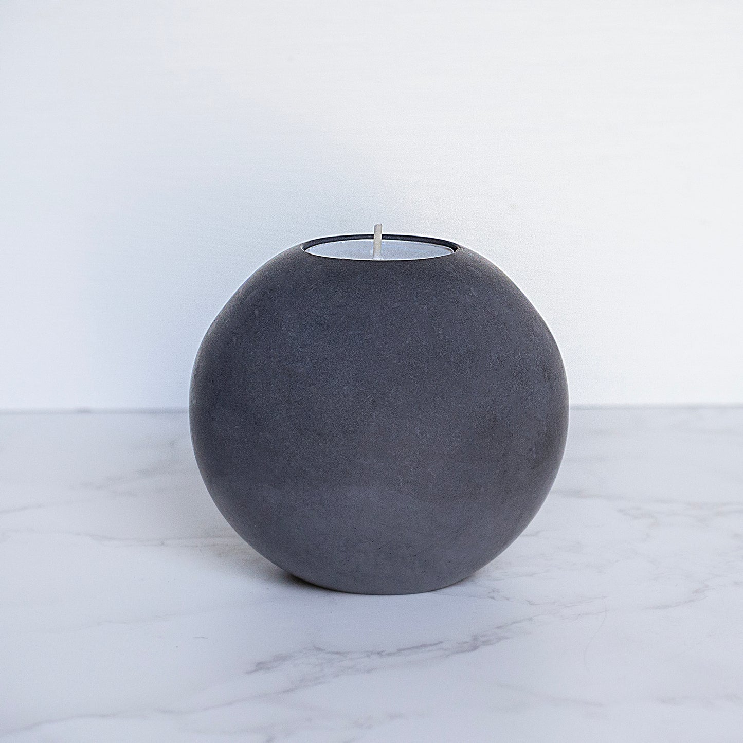 Charcoal Round Concrete Tealight Holder