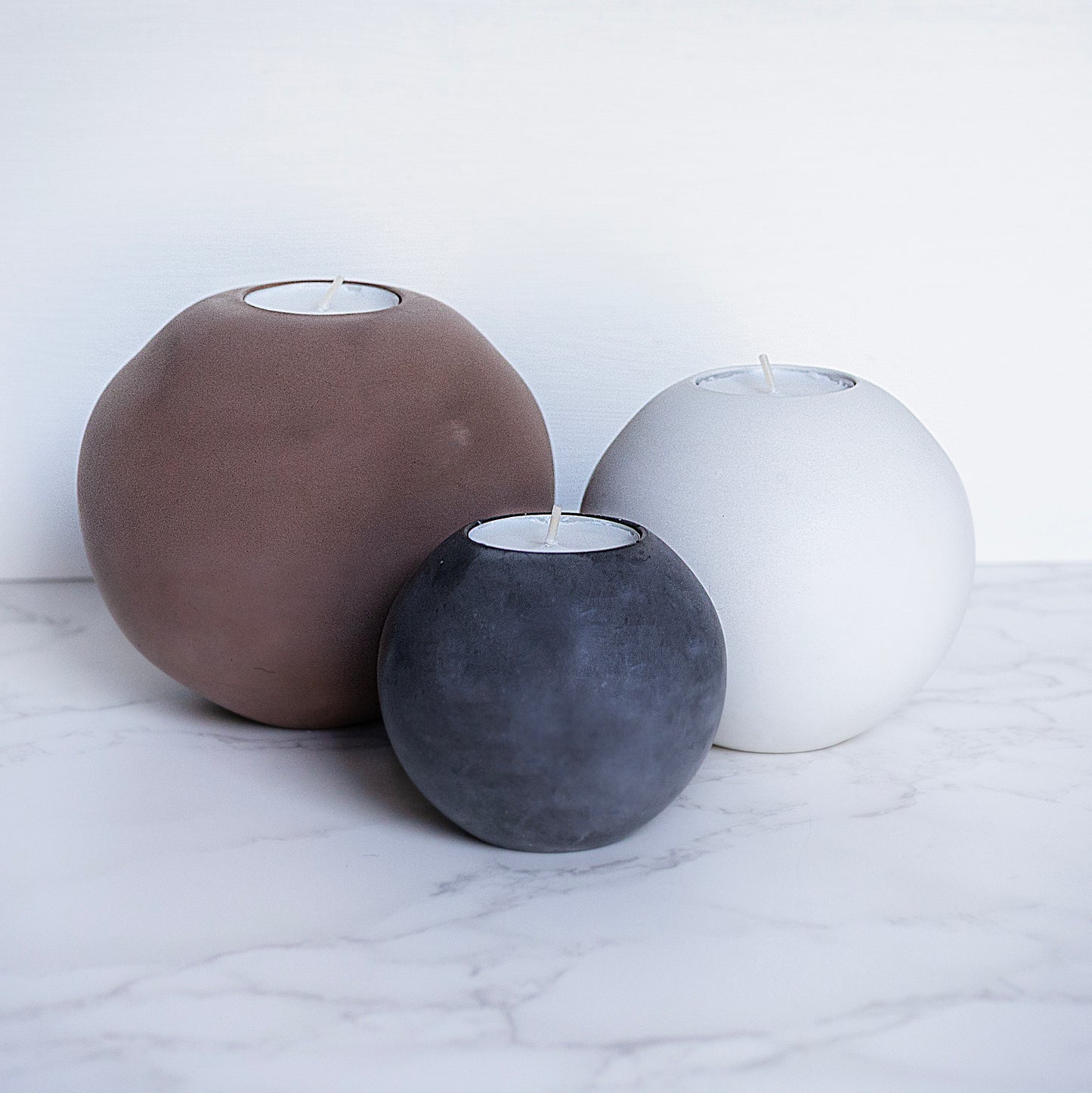 Clay Brown Round Concrete Tealight Holder