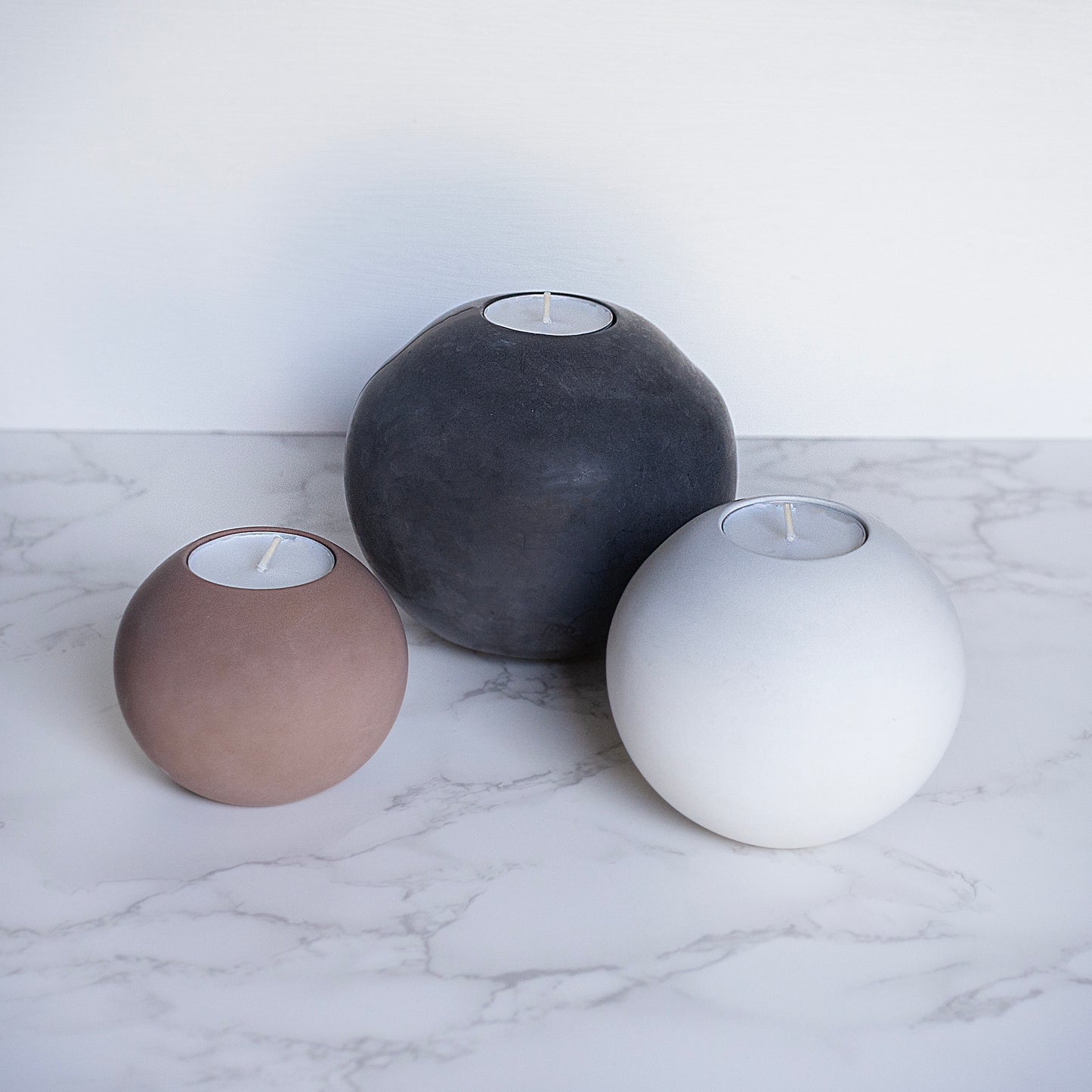 Clay Brown Round Concrete Tealight Holder
