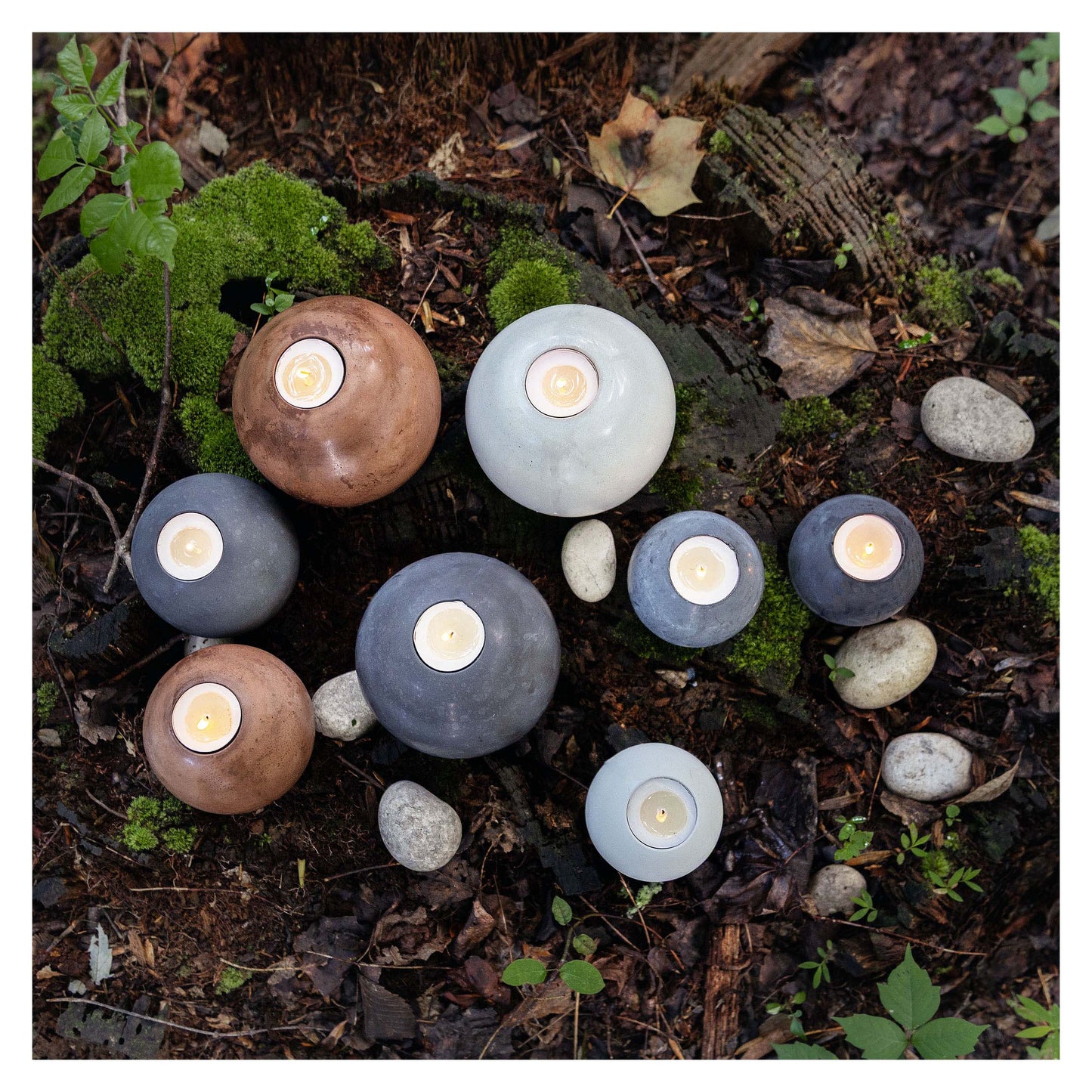 Clay Brown Round Concrete Tealight Holder