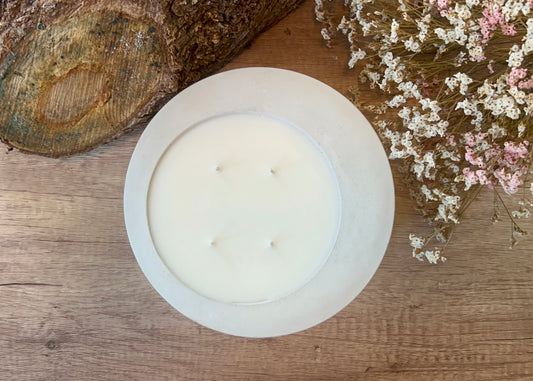 Ash White Oval Concrete Candle