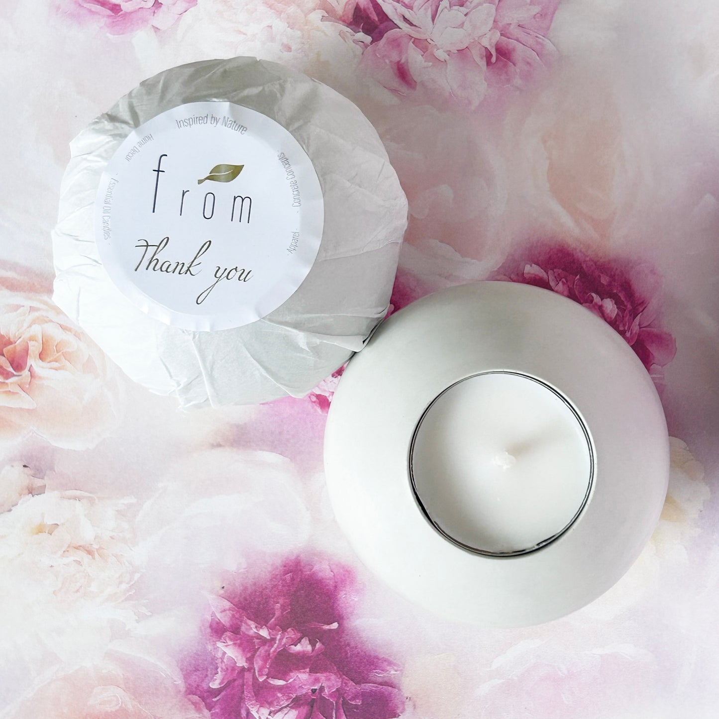 Ash White Round Concrete Tealight Holder