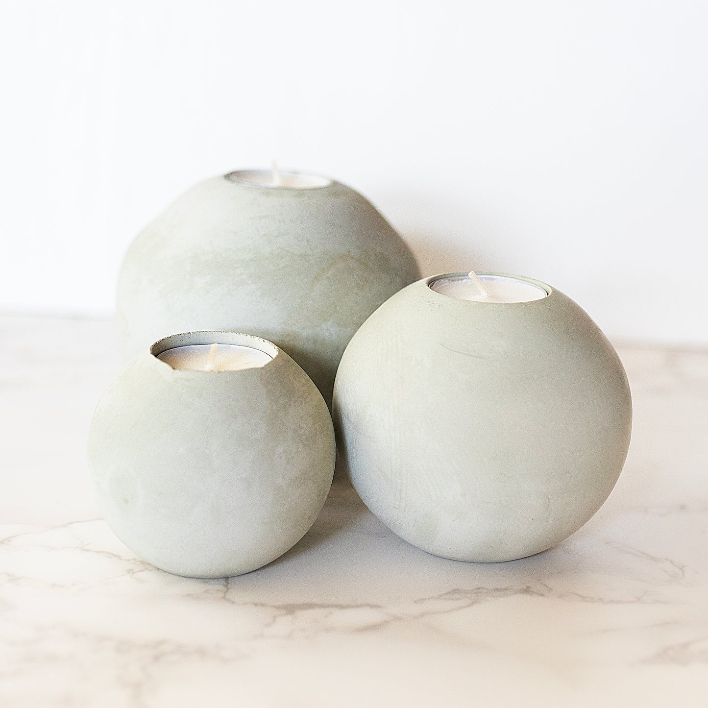 Sage Round Concrete Tealight Holder