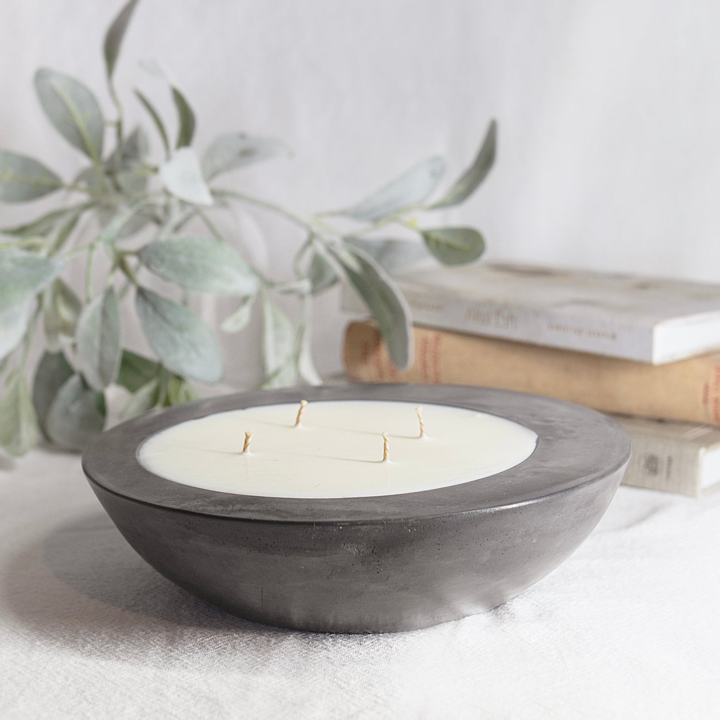 Charcoal Oval Concrete Candle