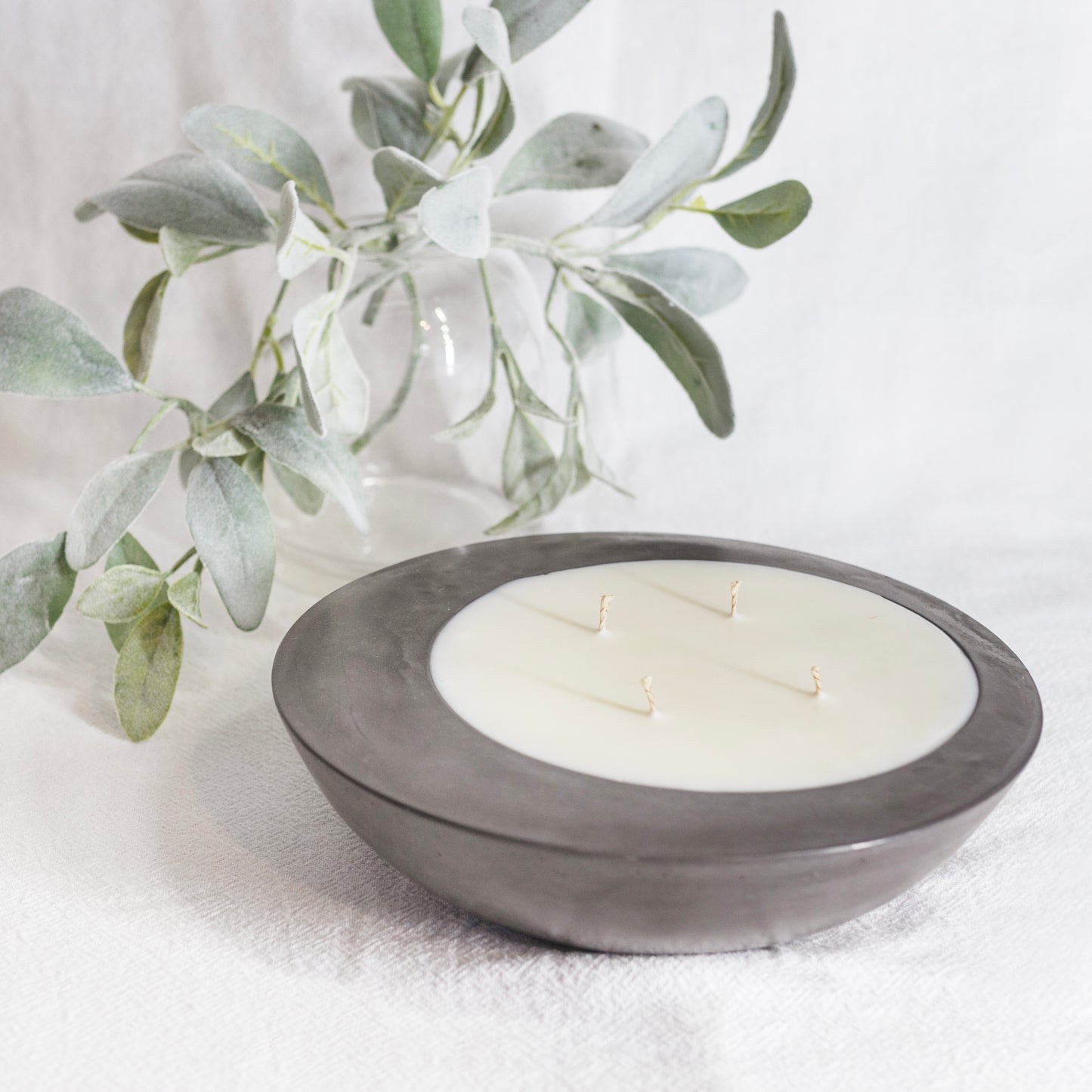 Charcoal Oval Concrete Candle