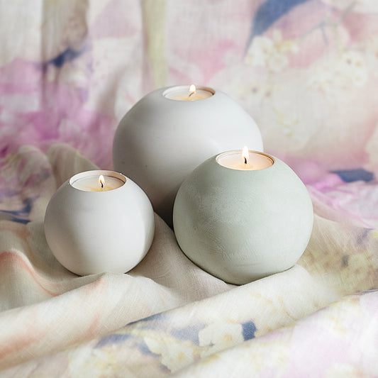 Sage Round Concrete Tealight Holder